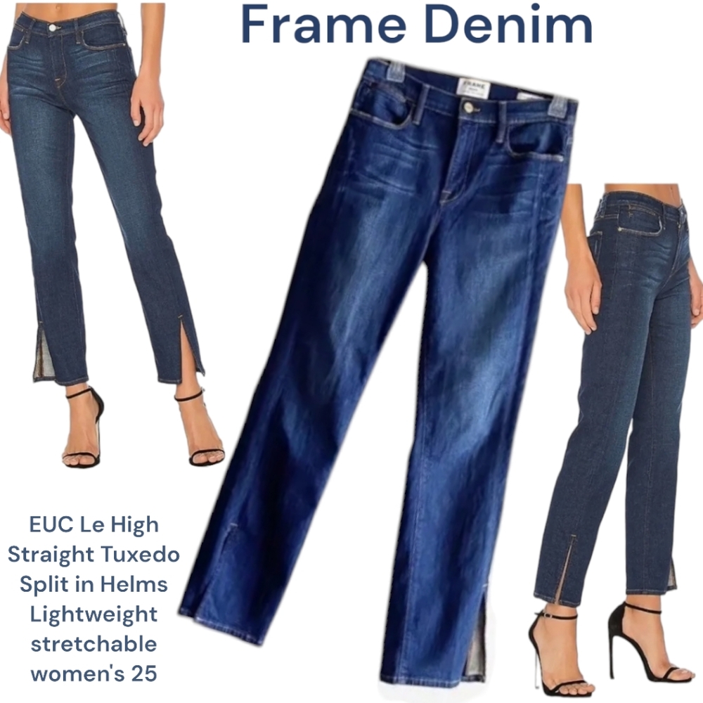 Frame Denim Le High Straight leg Tuxedo Split cuff Helms  stretch ankle jeans 25